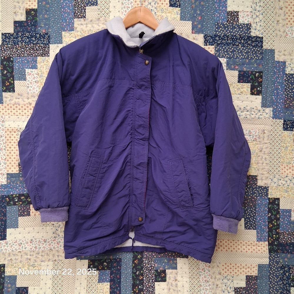 Vintage The North Face Jacket Womens Small Purplish Blue Fleece Lined USA MADE